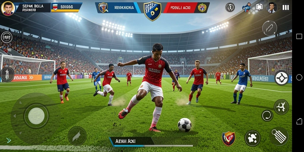 Tampilan gameplay menarik dalam permainan sepak bola 3446.