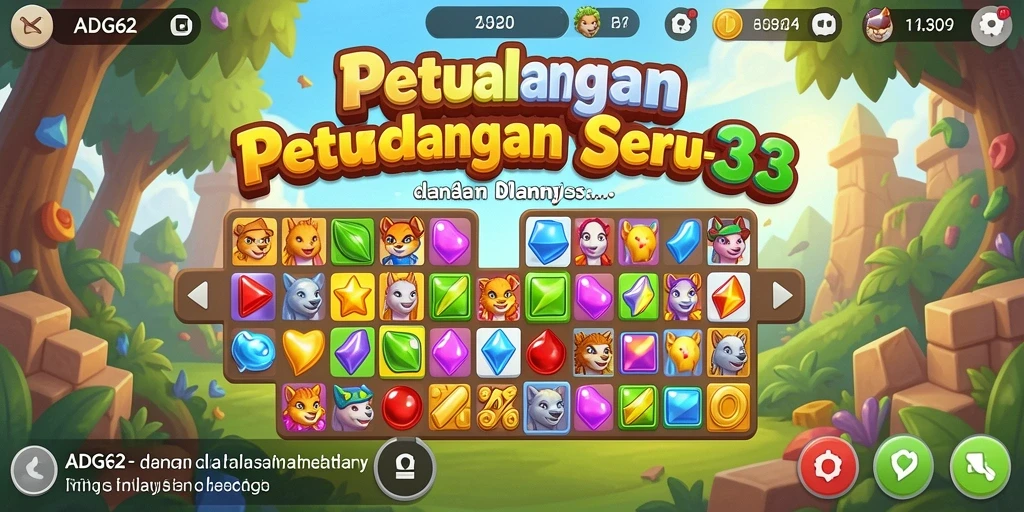 Tampilan gameplay ADG62 yang menantang dan berwarna-warni.