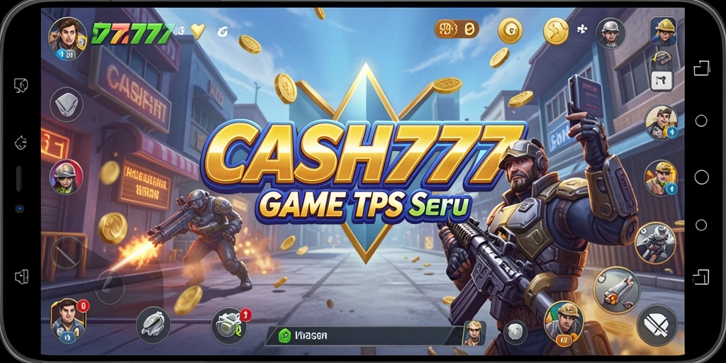 Screenshot gameplay CASH777 menunjukkan aksi menegangkan di dalam game TPS.