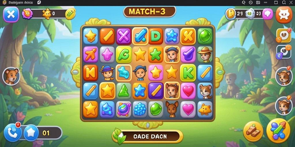 Gameplay seru DYO1 dengan objek Match-3 yang mengasyikkan.