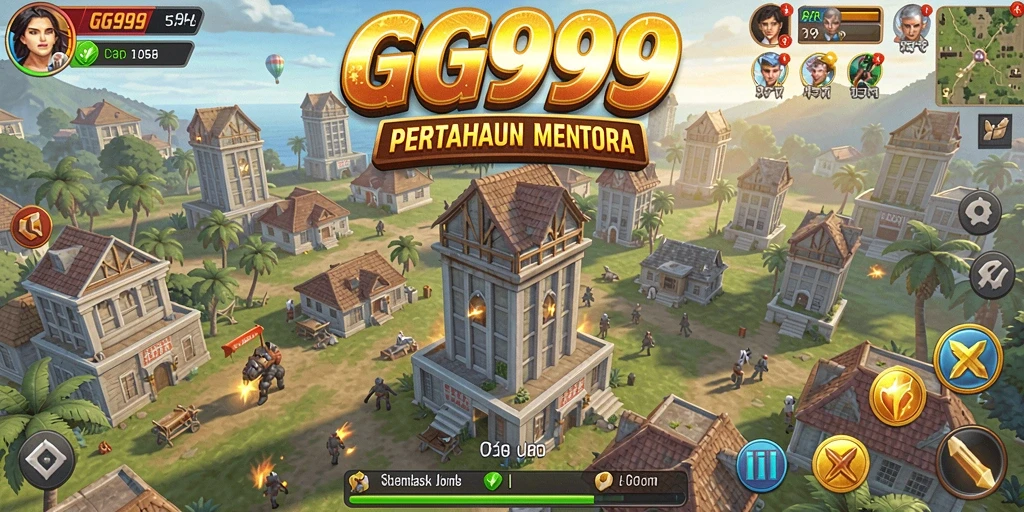 Tangkapan layar GG999 menampilkan aksi menara pertahanan yang mendebarkan.