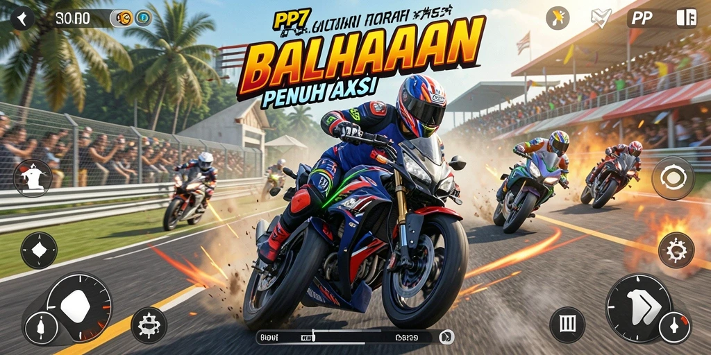 Gameplay PP7 menunjukkan balapan motor yang mendebarkan dan penuh aksi.