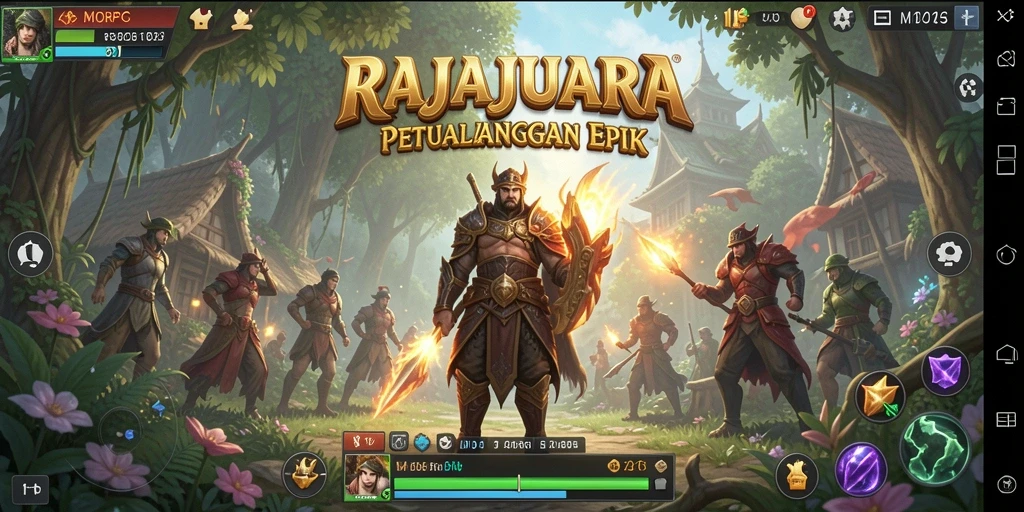 Tampilan gameplay seru dalam RAJAJUARA dengan pertempuran mendebarkan.