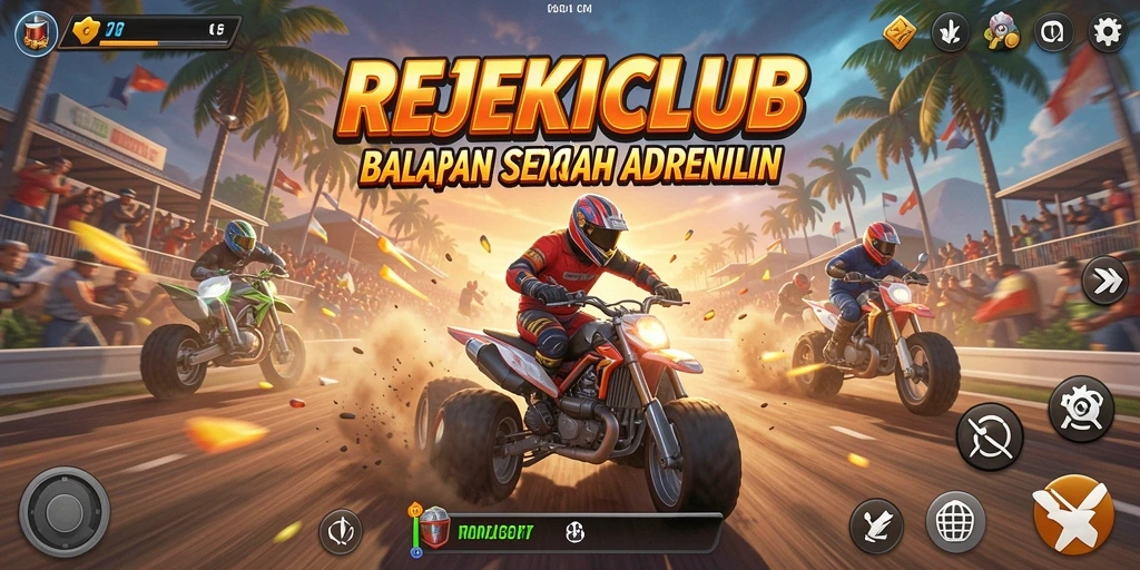 Gameplay seru dari REJEKICLUB yang menampilkan aksi balap yang mendebarkan.