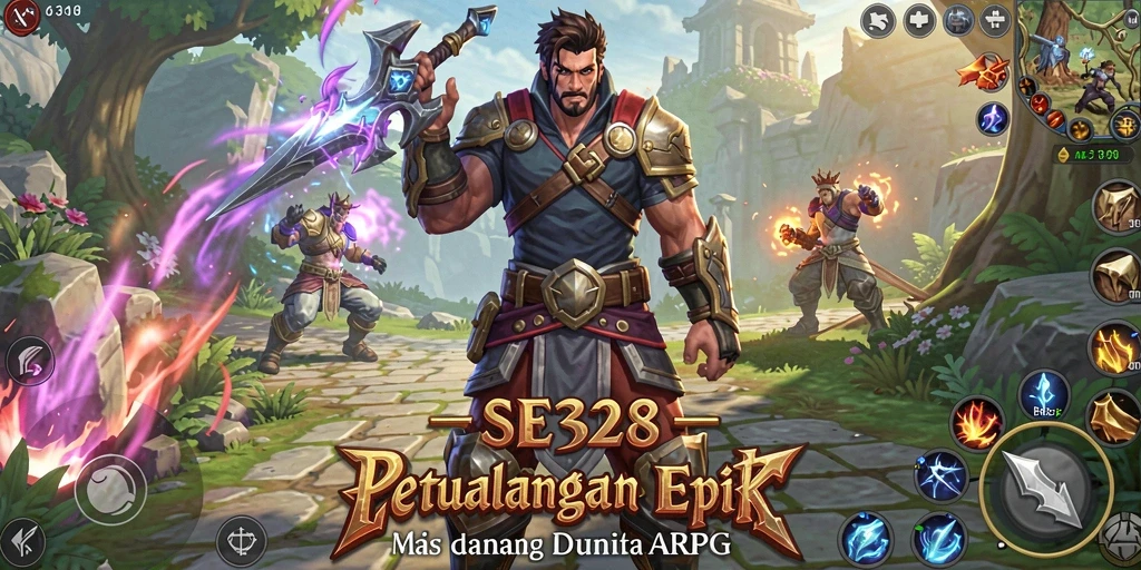 Tangkapan layar SE328 menampilkan pertarungan seru di dunia fantasi.