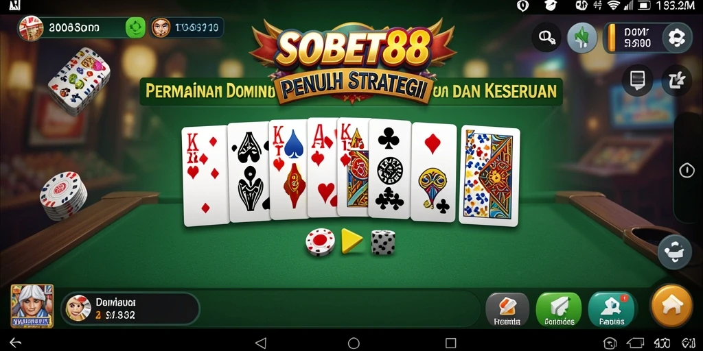 Tampilan gameplay menggambarkan keseruan permainan domino di SOBET88.