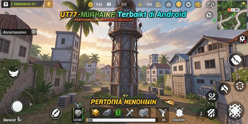 Tampilan gameplay UT77 yang mendebarkan dalam pertahanan menara.
