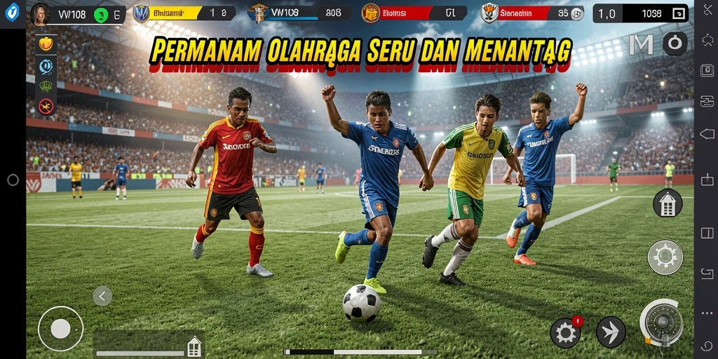 Tangkapan layar dari gameplay seru dalam VW108 yang menampilkan pertandingan olahraga.